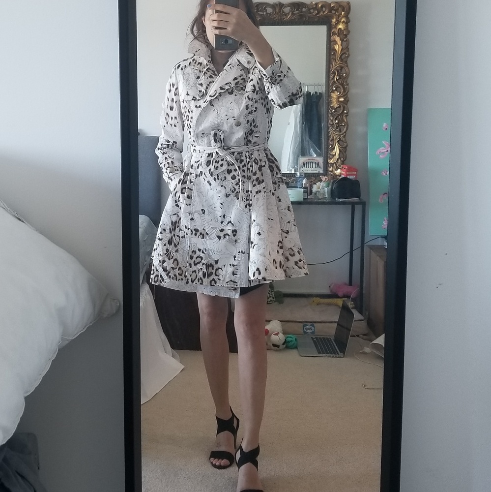 Just Cavalli leopard and pink trench coat